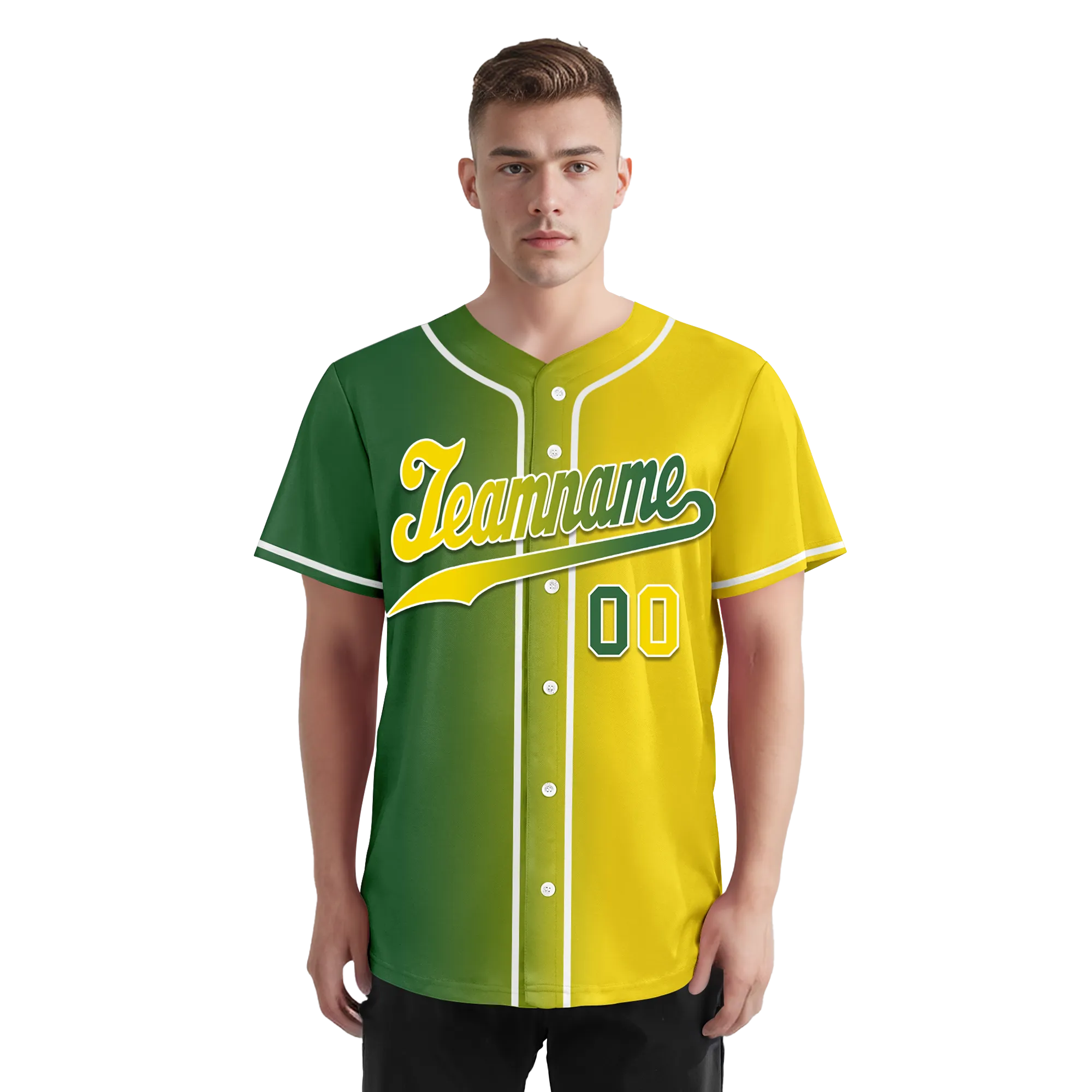 Custom Green Yellow Gradient Fashion Personalized Authentic Baseball Jersey BSBJ01-D0a707d