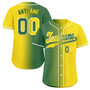 Custom Green Yellow Gradient Fashion Personalized Authentic Baseball Jersey BSBJ01-D0a707d