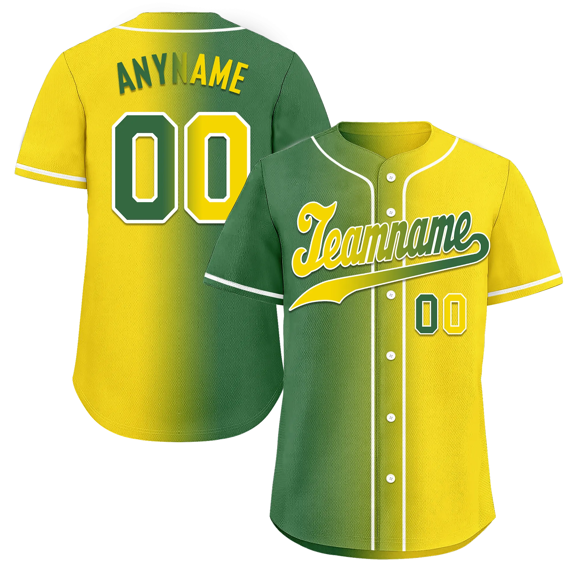 Custom Green Yellow Gradient Fashion Personalized Authentic Baseball Jersey BSBJ01-D0a707d