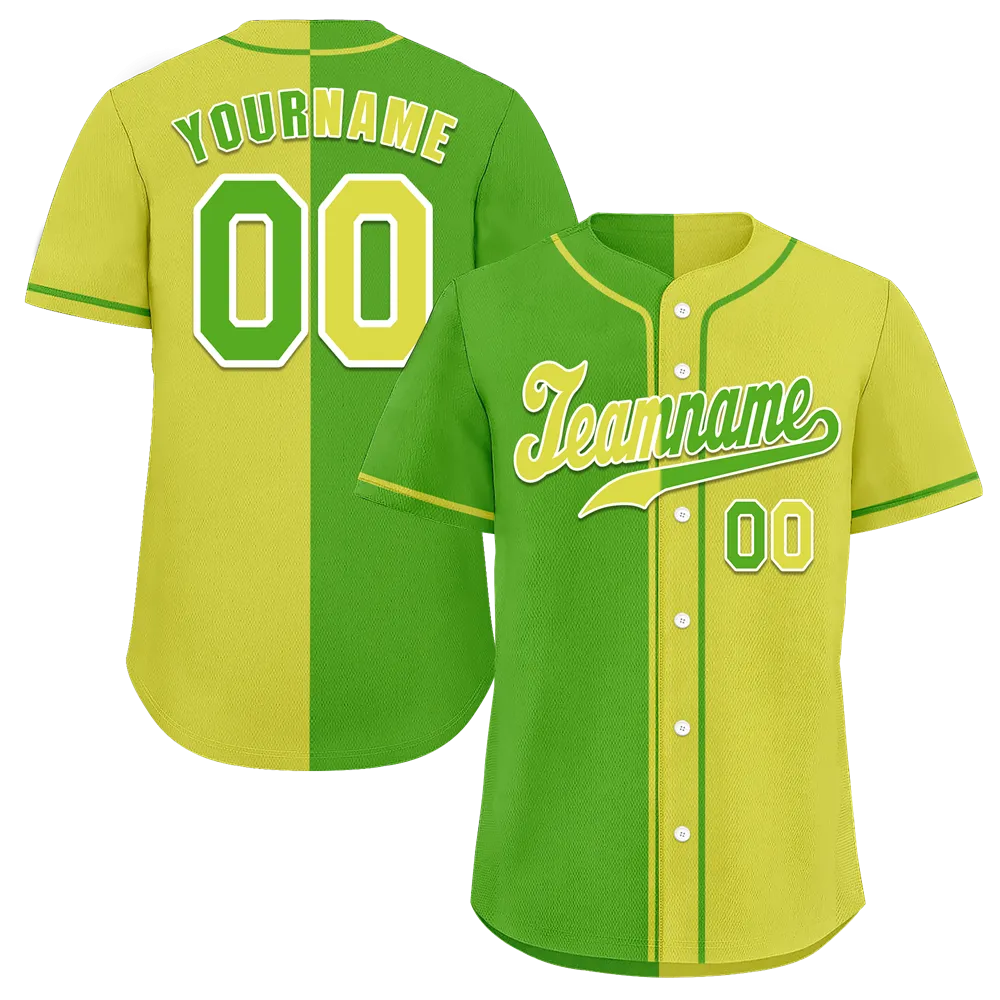 Custom Green Yellow Gradient Fashion Yellow Authentic Baseball Jersey