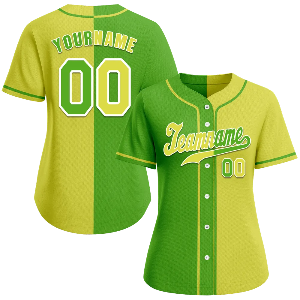 Custom Green Yellow Gradient Fashion Yellow Authentic Baseball Jersey