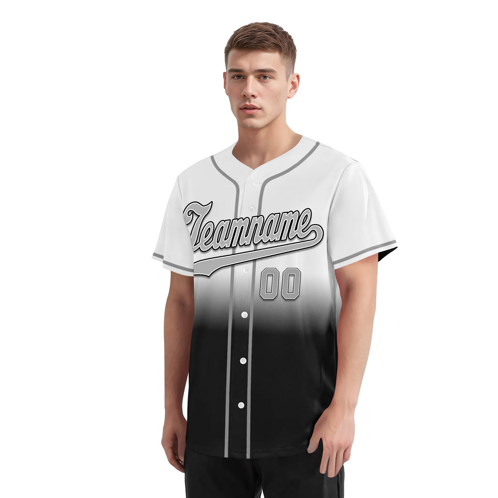 Custom Grey Black Fade Fashion Personalized Authentic Baseball Jersey BSBJ01-D0a70ee