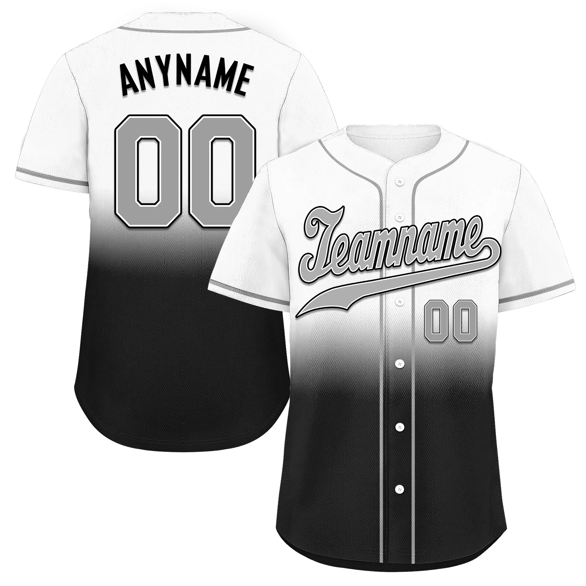 Custom Grey Black Fade Fashion Personalized Authentic Baseball Jersey BSBJ01-D0a70ee