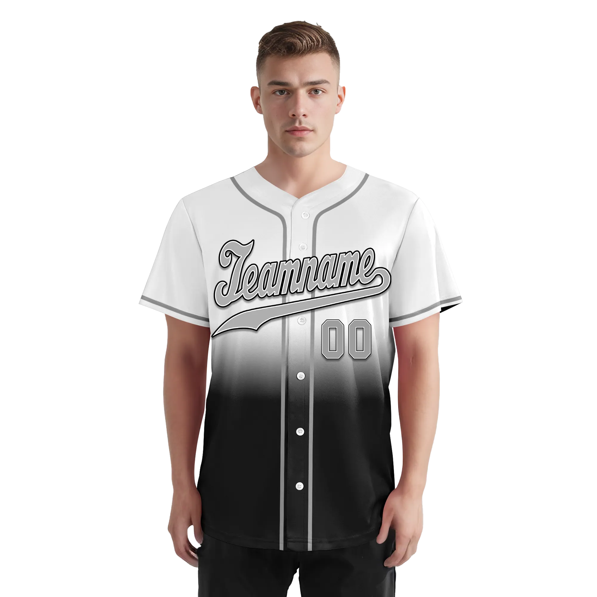 Custom Grey Black Fade Fashion Personalized Authentic Baseball Jersey BSBJ01-D0a70ee
