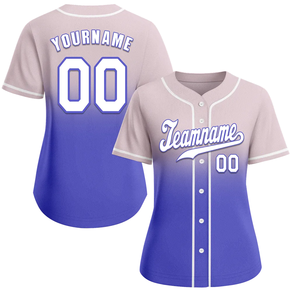 Custom Grey Purple Fade Fashion White Authentic Baseball Jersey