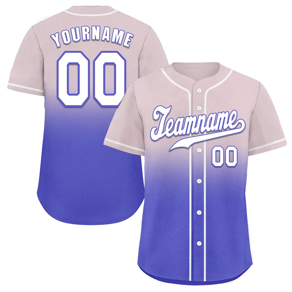 Custom Grey Purple Fade Fashion White Authentic Baseball Jersey
