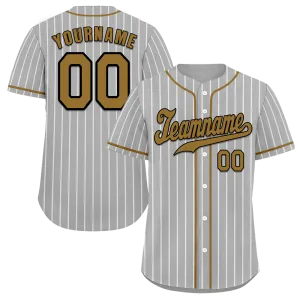 Custom Grey Stripe Fashion Orange Authentic Baseball Jersey