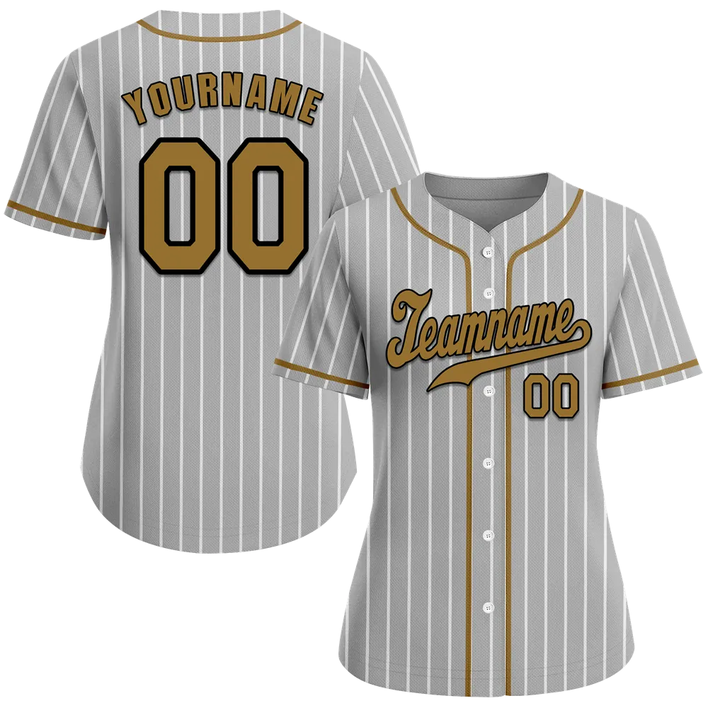 Custom Grey Stripe Fashion Orange Authentic Baseball Jersey