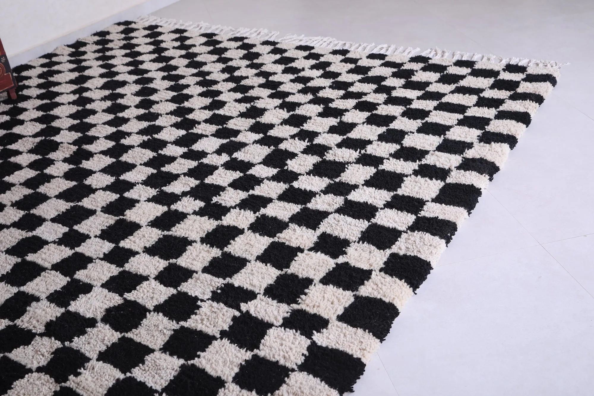 Custom handmade Rug - Checkered Moroccan Rug - Black and Beige rug