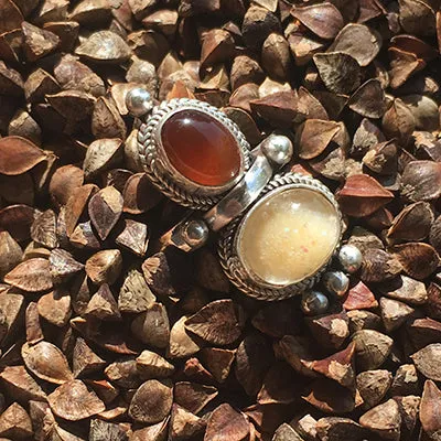 Custom Keepsake and Stone Ring - Blood/Breastmilk/Ashes "gem" with choice of 5 stones