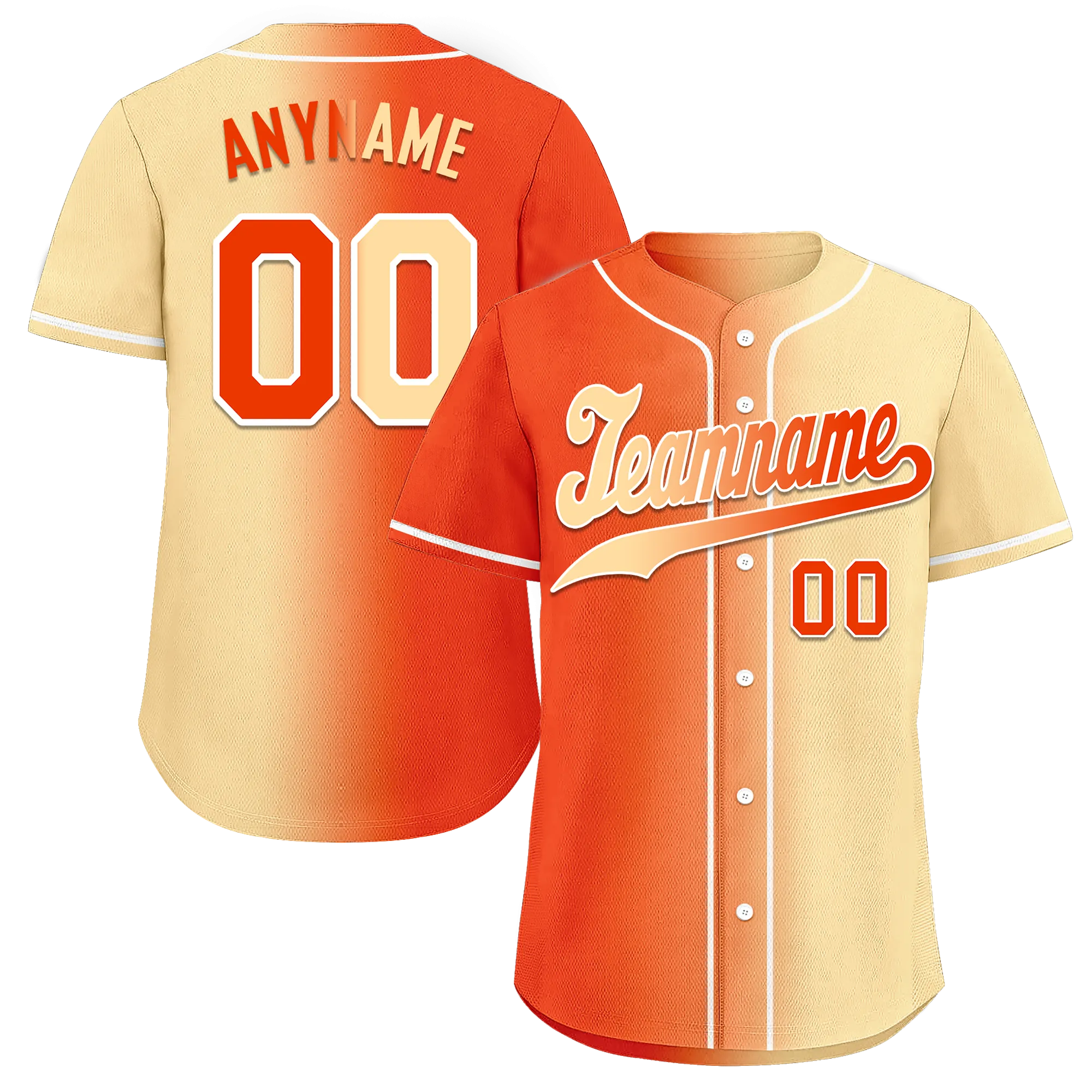 Custom Orange Beige Gradient Fashion Personalized Authentic Baseball Jersey BSBJ01-D0a707f