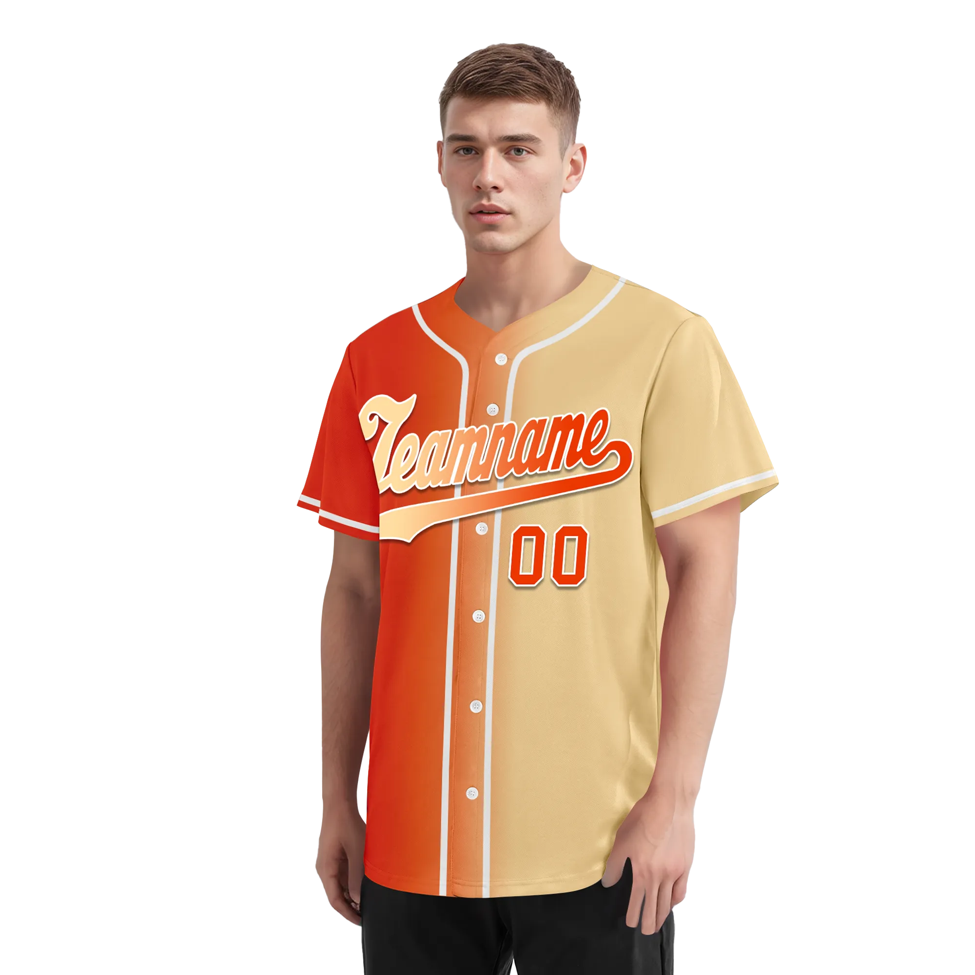 Custom Orange Beige Gradient Fashion Personalized Authentic Baseball Jersey BSBJ01-D0a707f