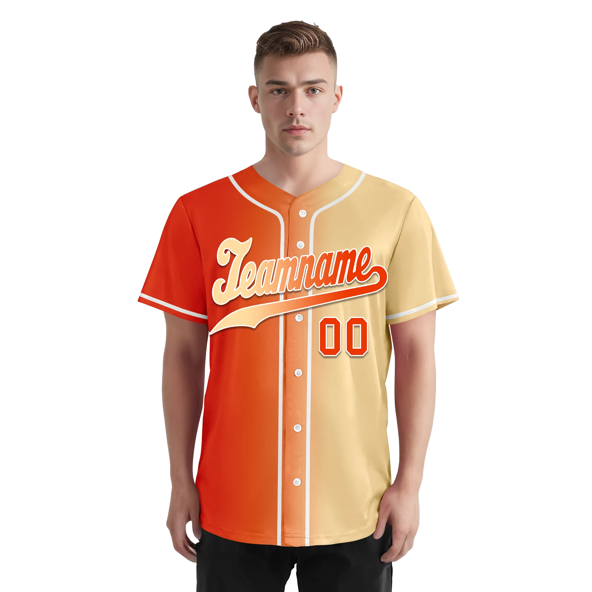 Custom Orange Beige Gradient Fashion Personalized Authentic Baseball Jersey BSBJ01-D0a707f