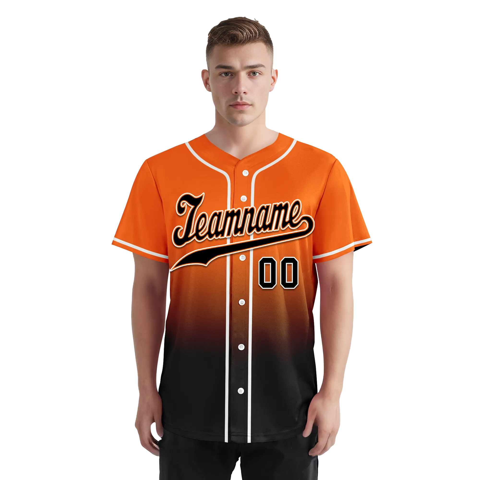Custom Orange Black Fade Fashion Personalized Authentic Baseball Jersey BSBJ01-D0a70c7