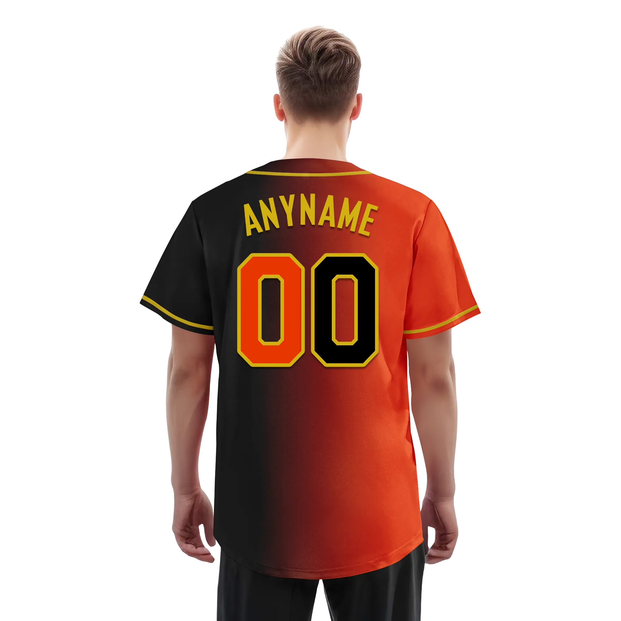 Custom Orange Black Gradient Fashion Personalized Authentic Baseball Jersey BSBJ01-D0a7aa8