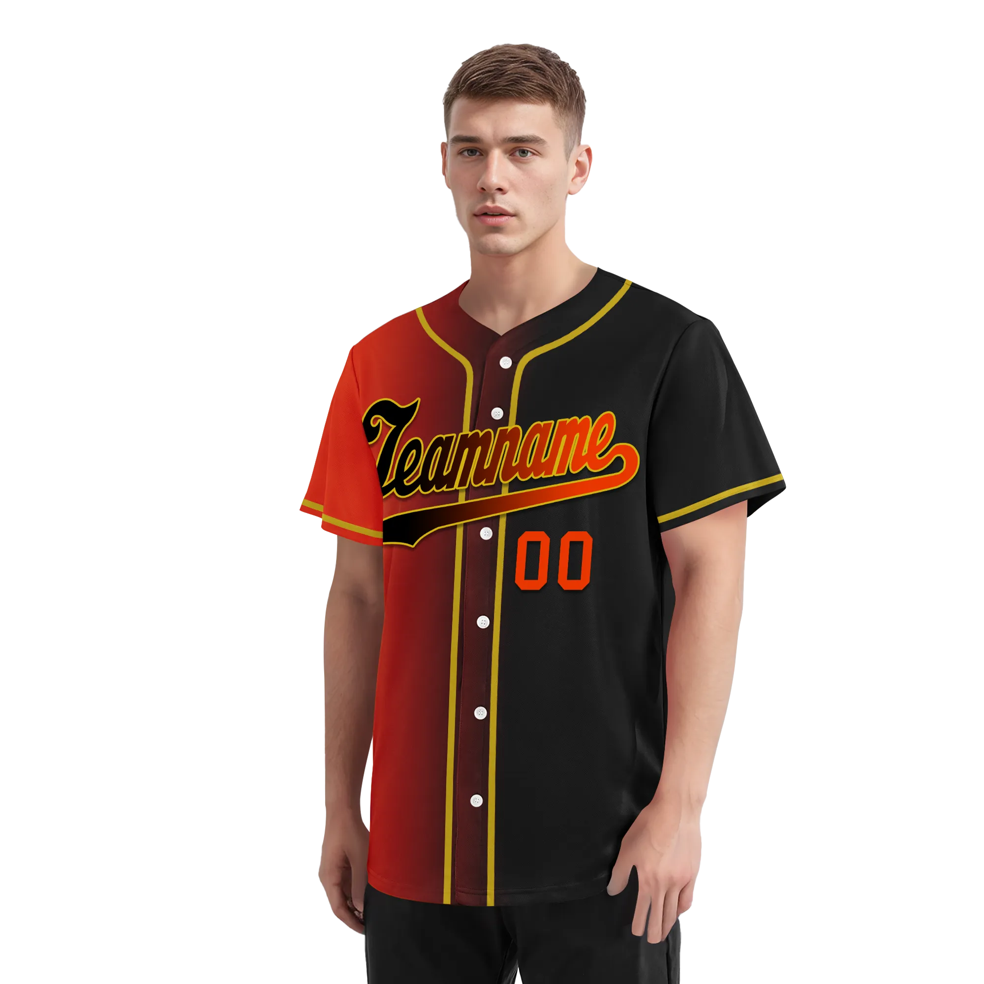 Custom Orange Black Gradient Fashion Personalized Authentic Baseball Jersey BSBJ01-D0a7aa8