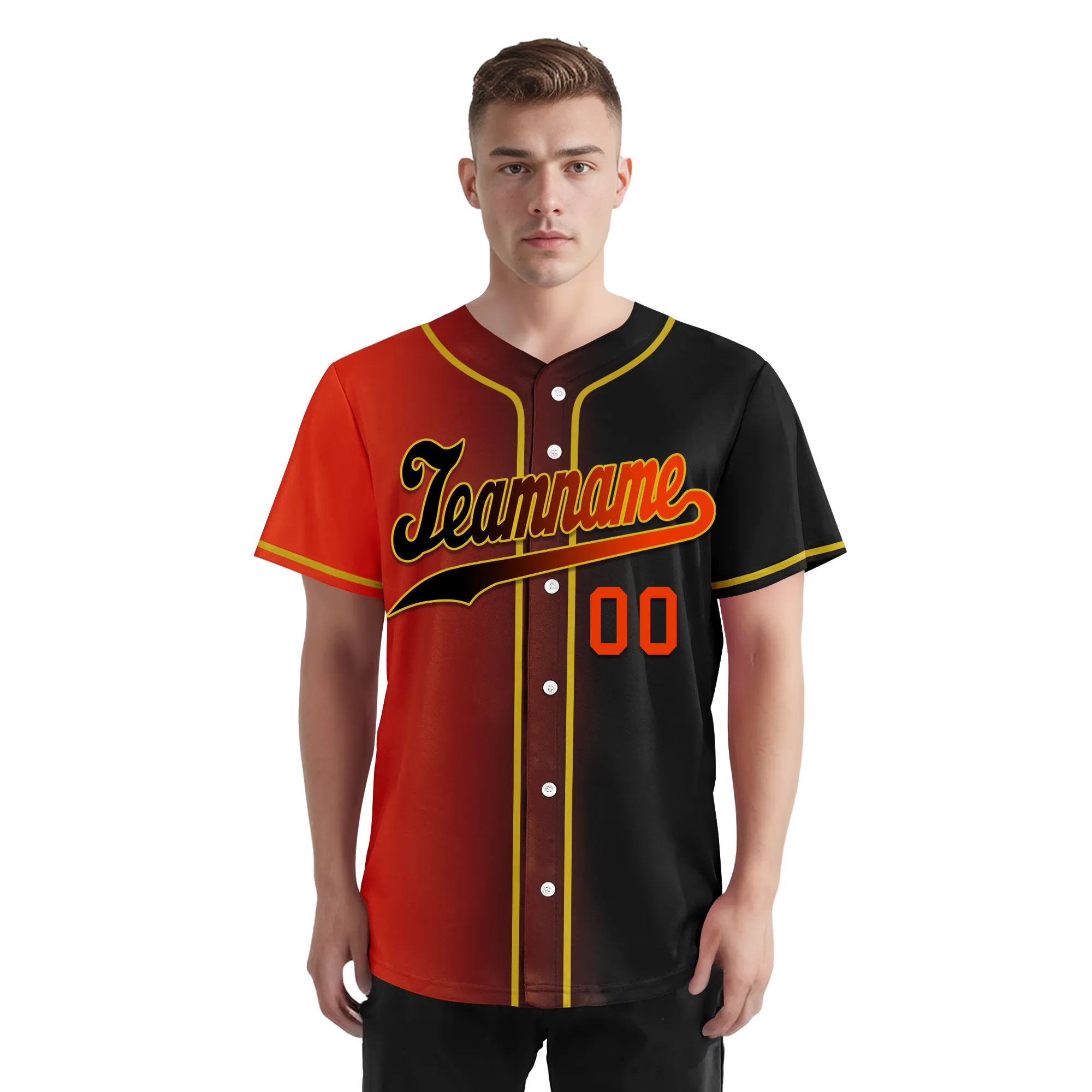 Custom Orange Black Gradient Fashion Personalized Authentic Baseball Jersey BSBJ01-D0a7aa8