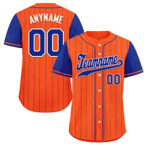 Custom Orange Blue Stripe Fashion Personalized Authentic Baseball Jersey BSBJ01-D017249