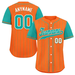Custom Orange Cyan Stripe Fashion Personalized Authentic Baseball Jersey BSBJ01-D017234