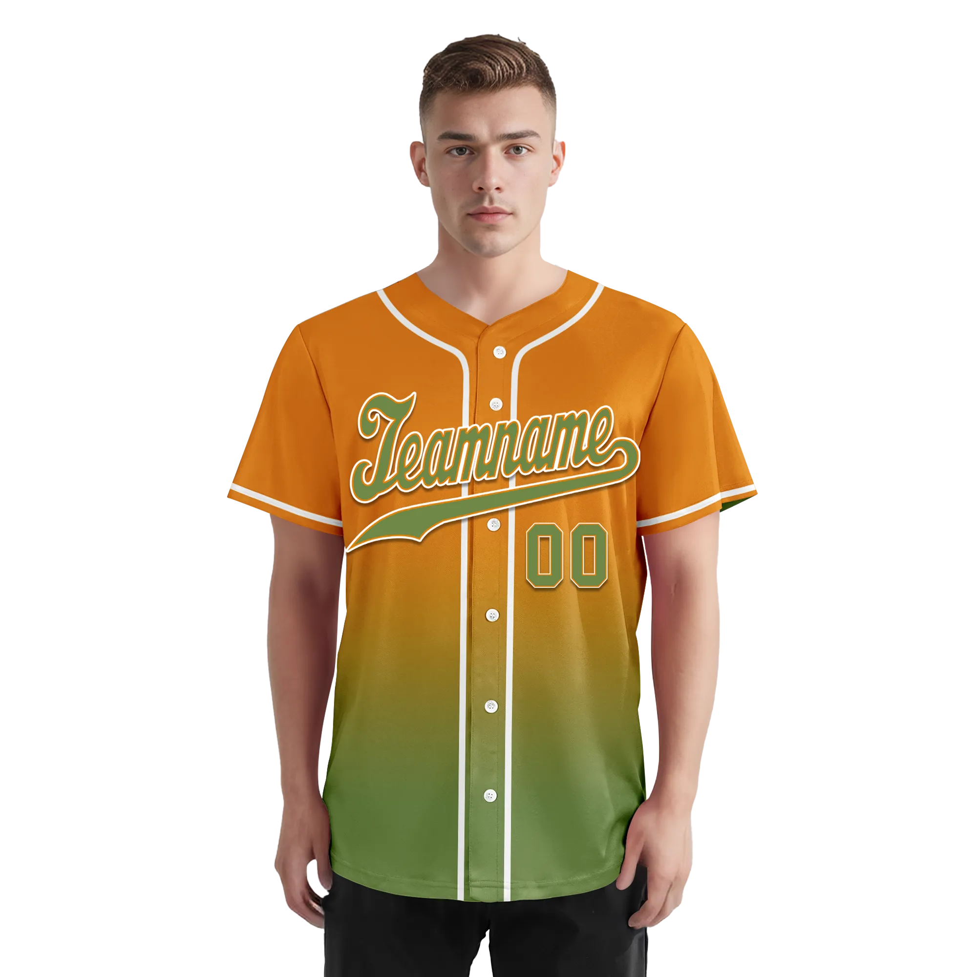 Custom Orange Green Fade Fashion Personalized Authentic Baseball Jersey BSBJ01-D0a70b9