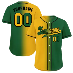 Custom Orange Green Gradient Fashion Green Authentic Baseball Jersey