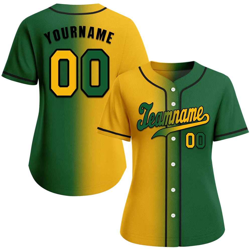 Custom Orange Green Gradient Fashion Green Authentic Baseball Jersey