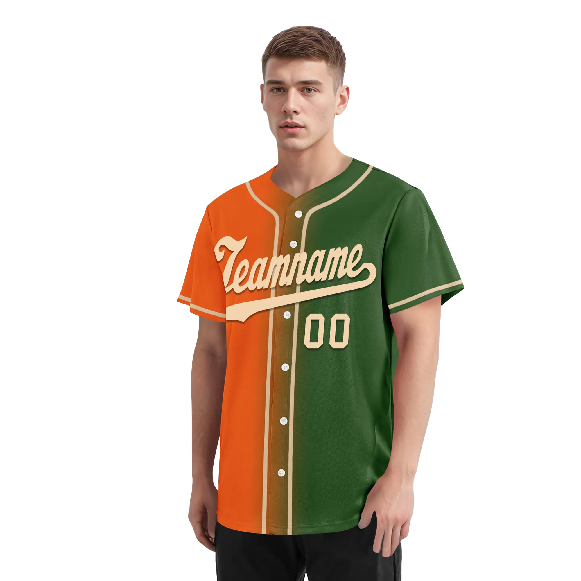 Custom Orange Green Gradient Fashion Personalized Authentic Baseball Jersey BSBJ01-D0a708d