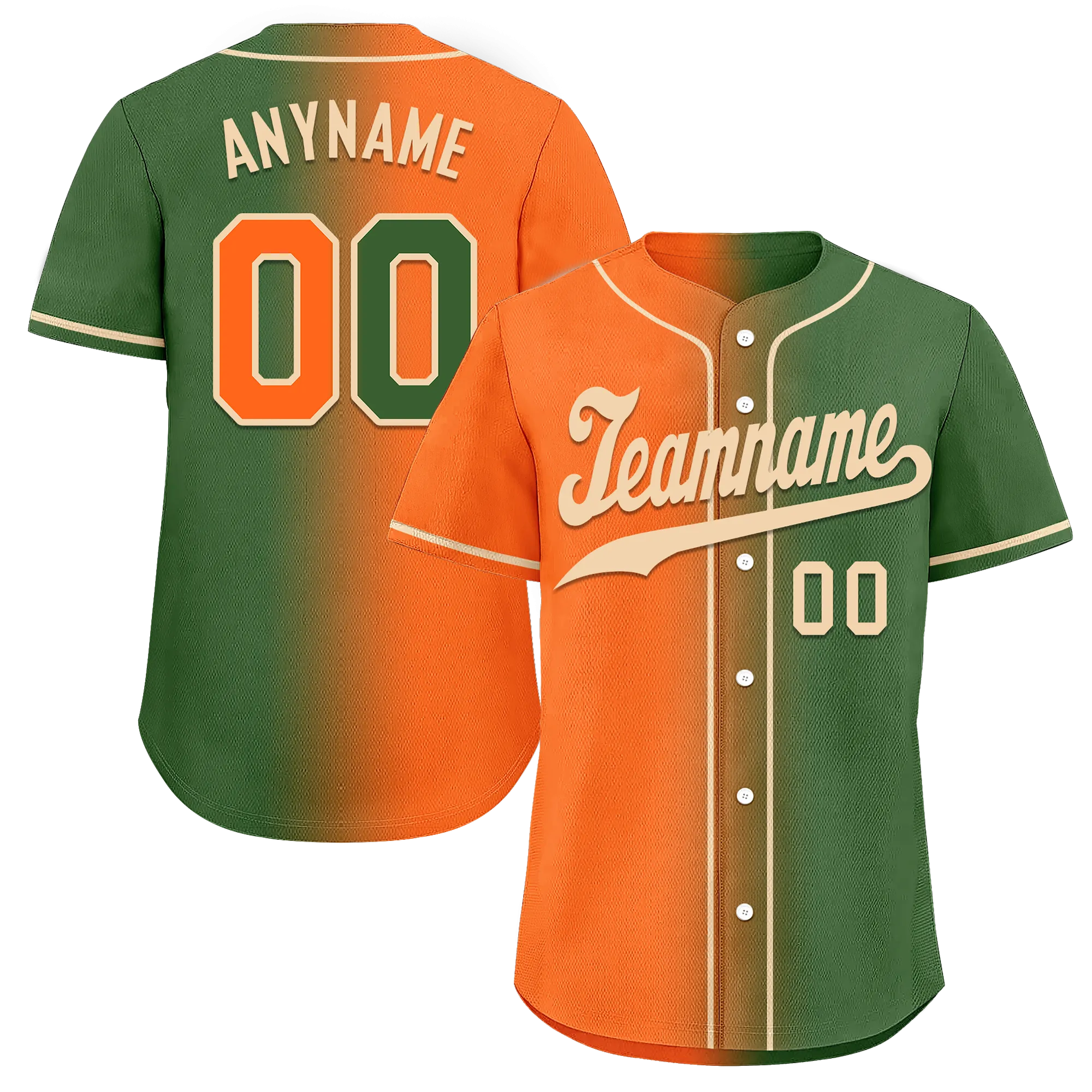 Custom Orange Green Gradient Fashion Personalized Authentic Baseball Jersey BSBJ01-D0a708d