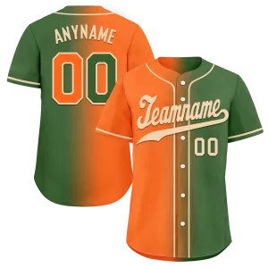 Custom Orange Green Gradient Fashion Personalized Authentic Baseball Jersey BSBJ01-D0a708d