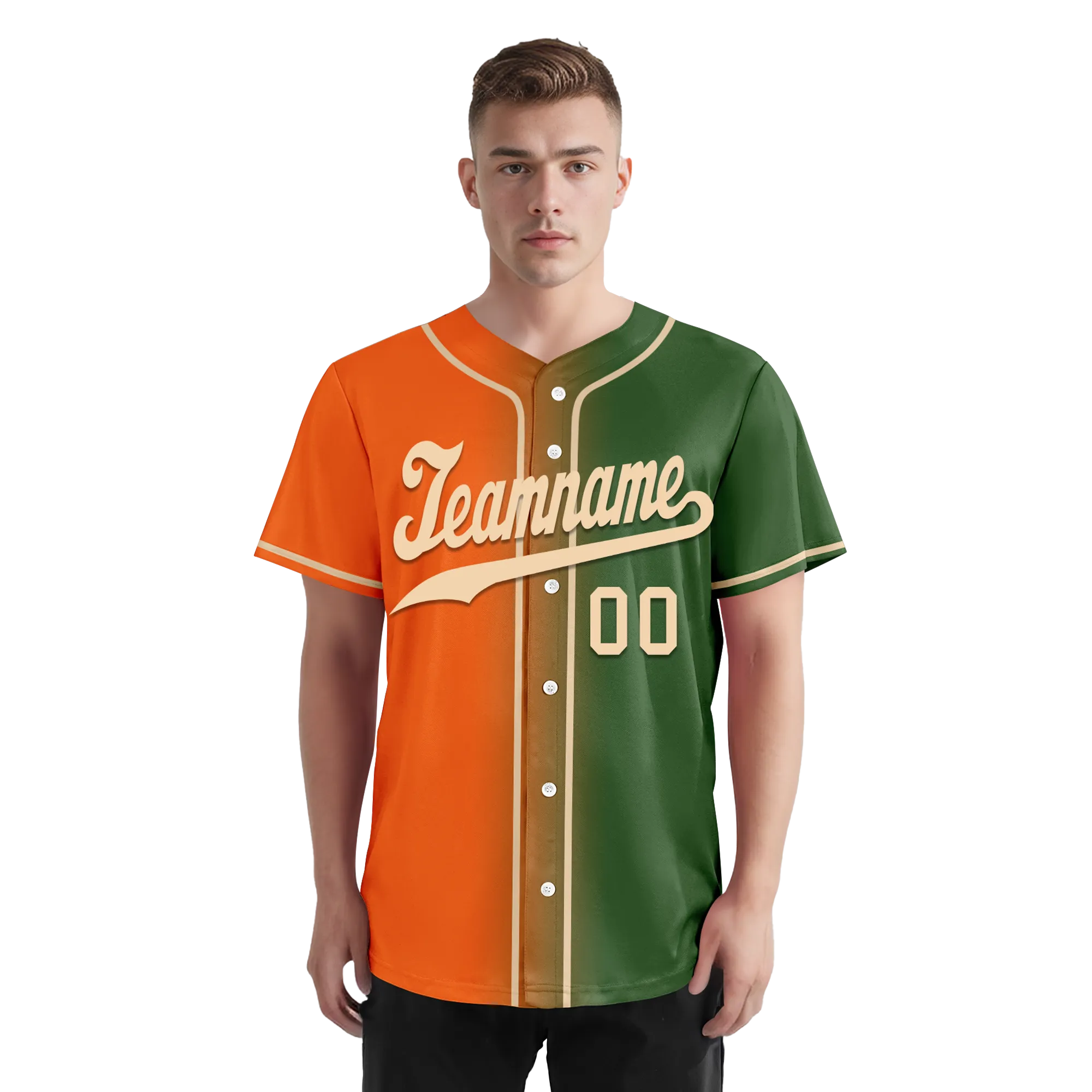 Custom Orange Green Gradient Fashion Personalized Authentic Baseball Jersey BSBJ01-D0a708d