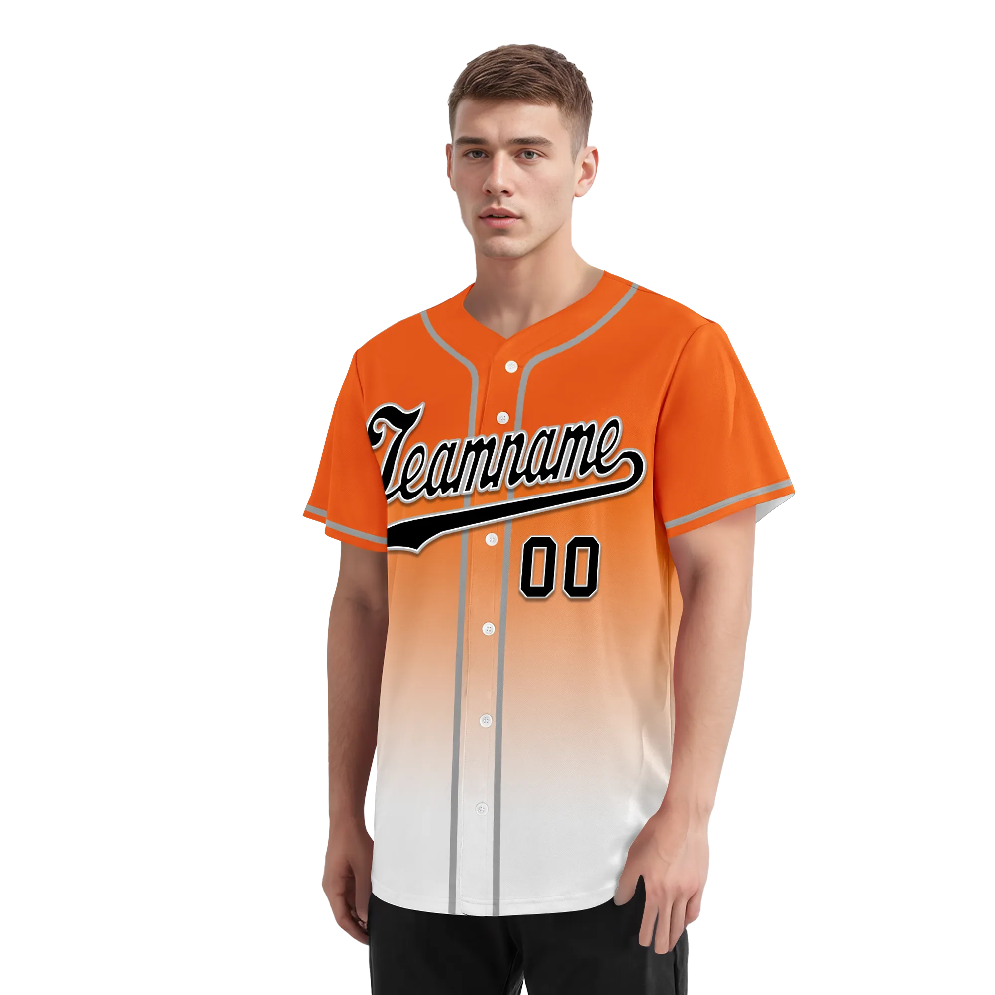 Custom Orange White Fade Fashion Personalized Authentic Baseball Jersey BSBJ01-D0a70dd