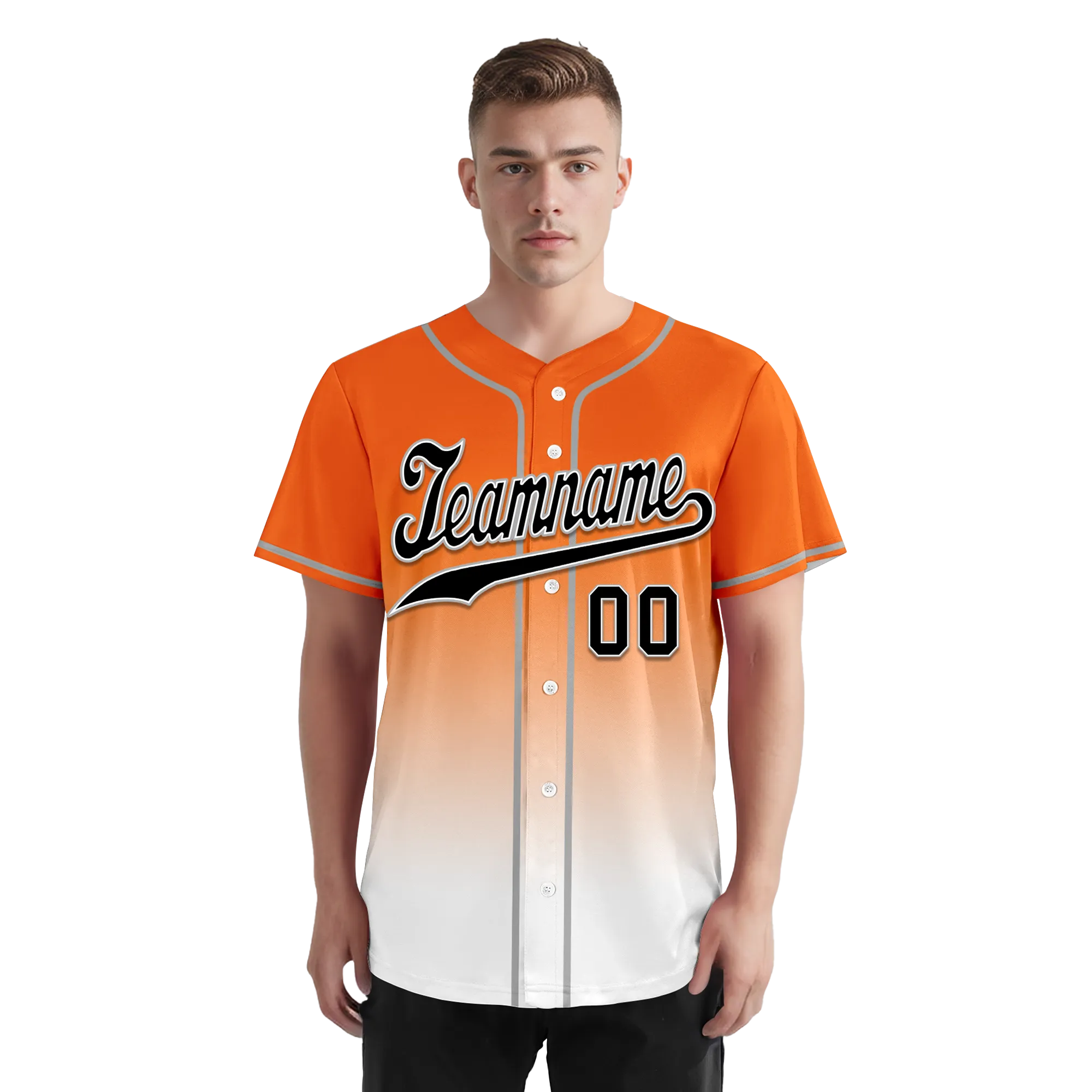 Custom Orange White Fade Fashion Personalized Authentic Baseball Jersey BSBJ01-D0a70dd