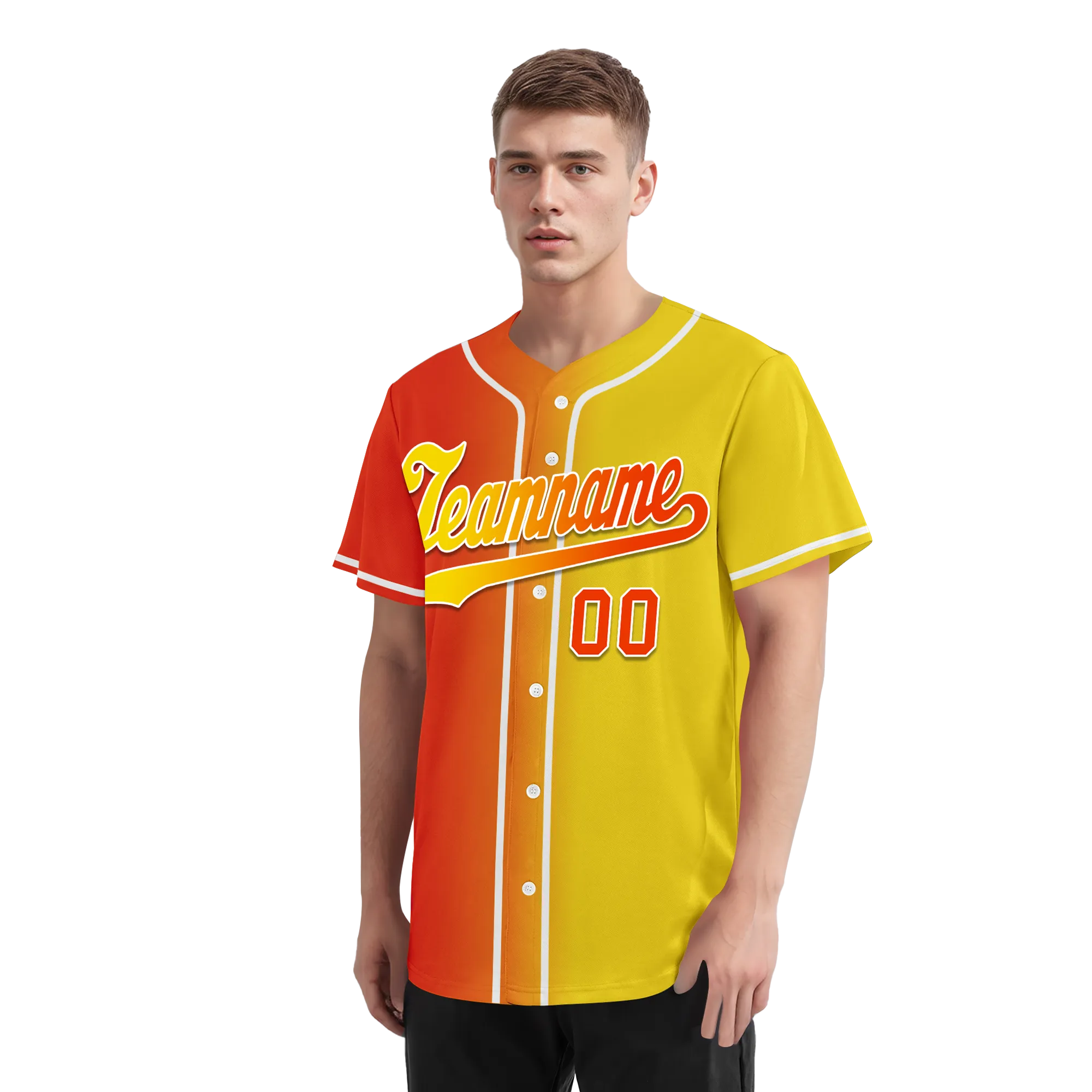 Custom Orange Yellow Gradient Fashion Personalized Authentic Baseball Jersey BSBJ01-D0a707e