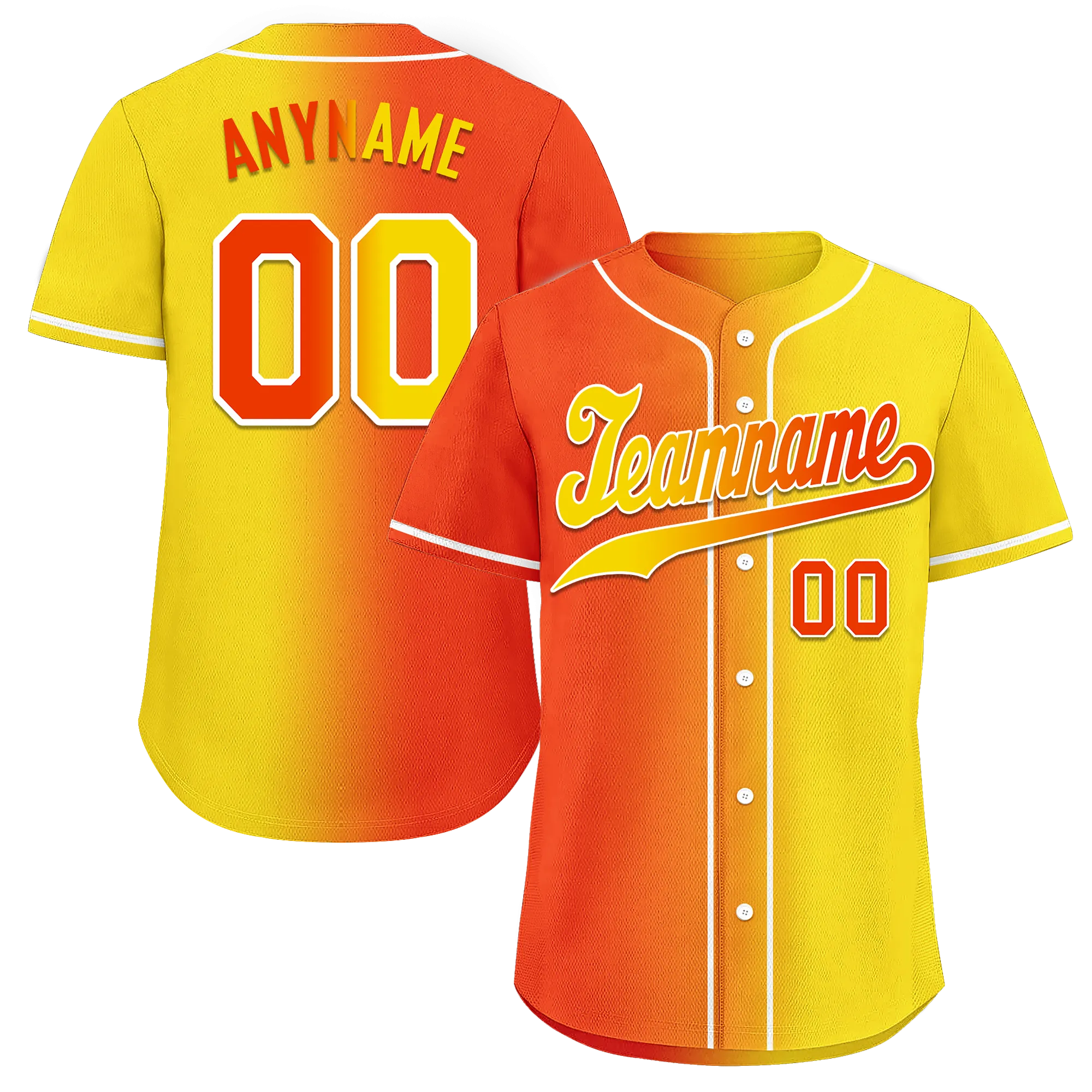 Custom Orange Yellow Gradient Fashion Personalized Authentic Baseball Jersey BSBJ01-D0a707e