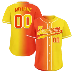 Custom Orange Yellow Gradient Fashion Personalized Authentic Baseball Jersey BSBJ01-D0a707e