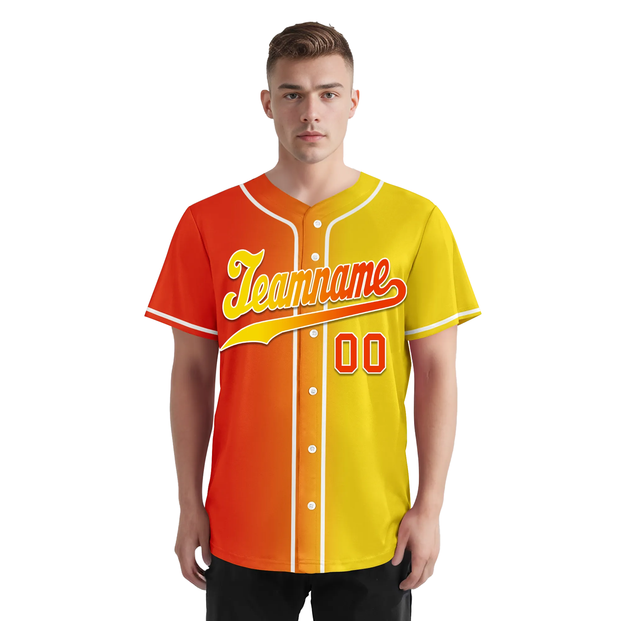 Custom Orange Yellow Gradient Fashion Personalized Authentic Baseball Jersey BSBJ01-D0a707e