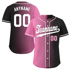 Custom Pink Black Gradient Fashion Personalized Authentic Baseball Jersey BSBJ01-D0a7099