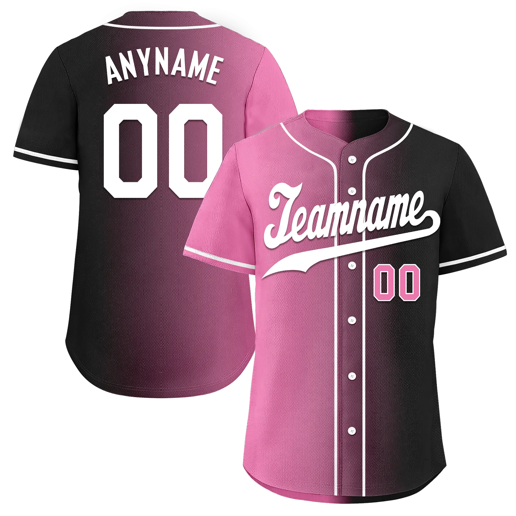 Custom Pink Black Gradient Fashion Personalized Authentic Baseball Jersey BSBJ01-D0a7099