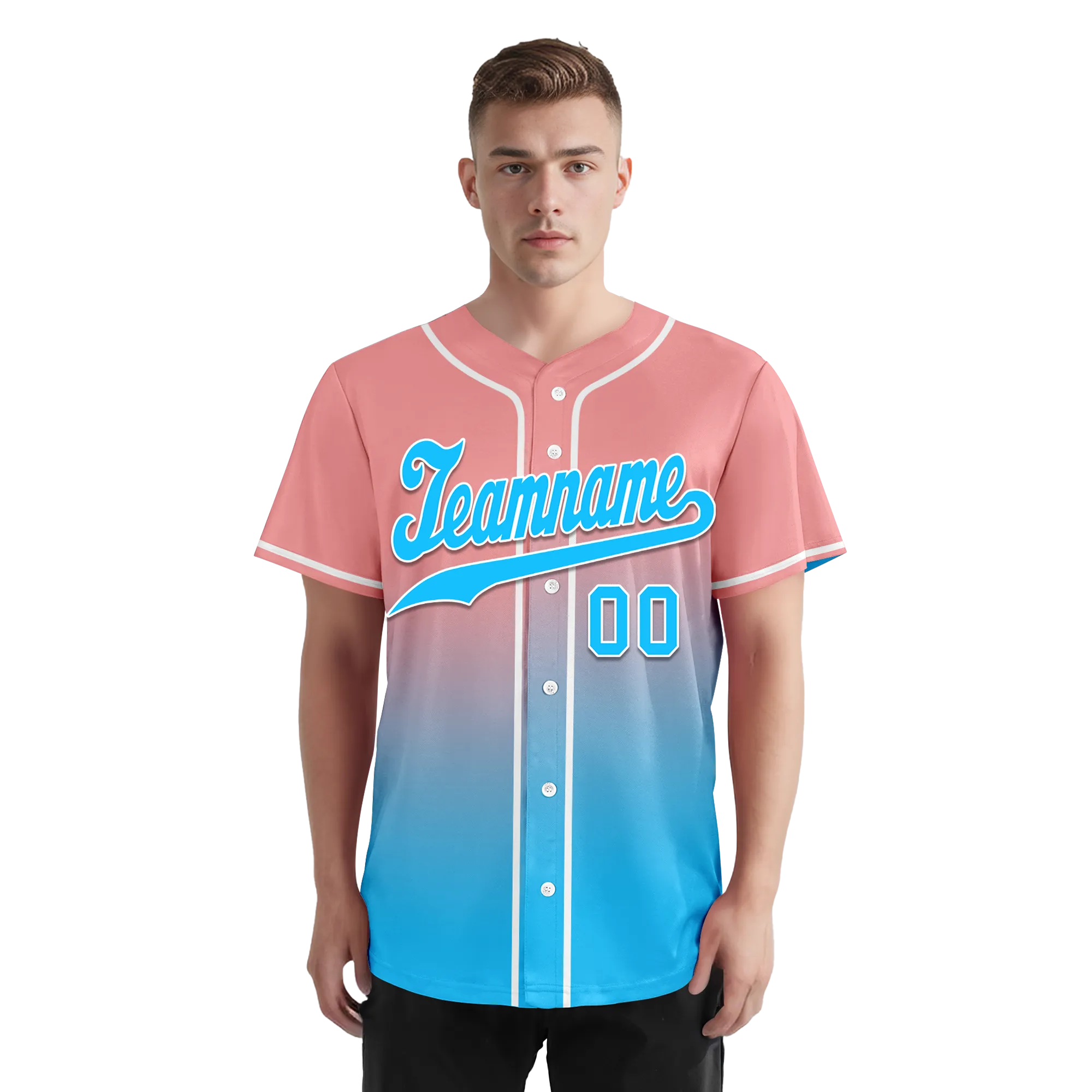 Custom Pink Blue Fade Fashion Personalized Authentic Baseball Jersey BSBJ01-D0a70f8