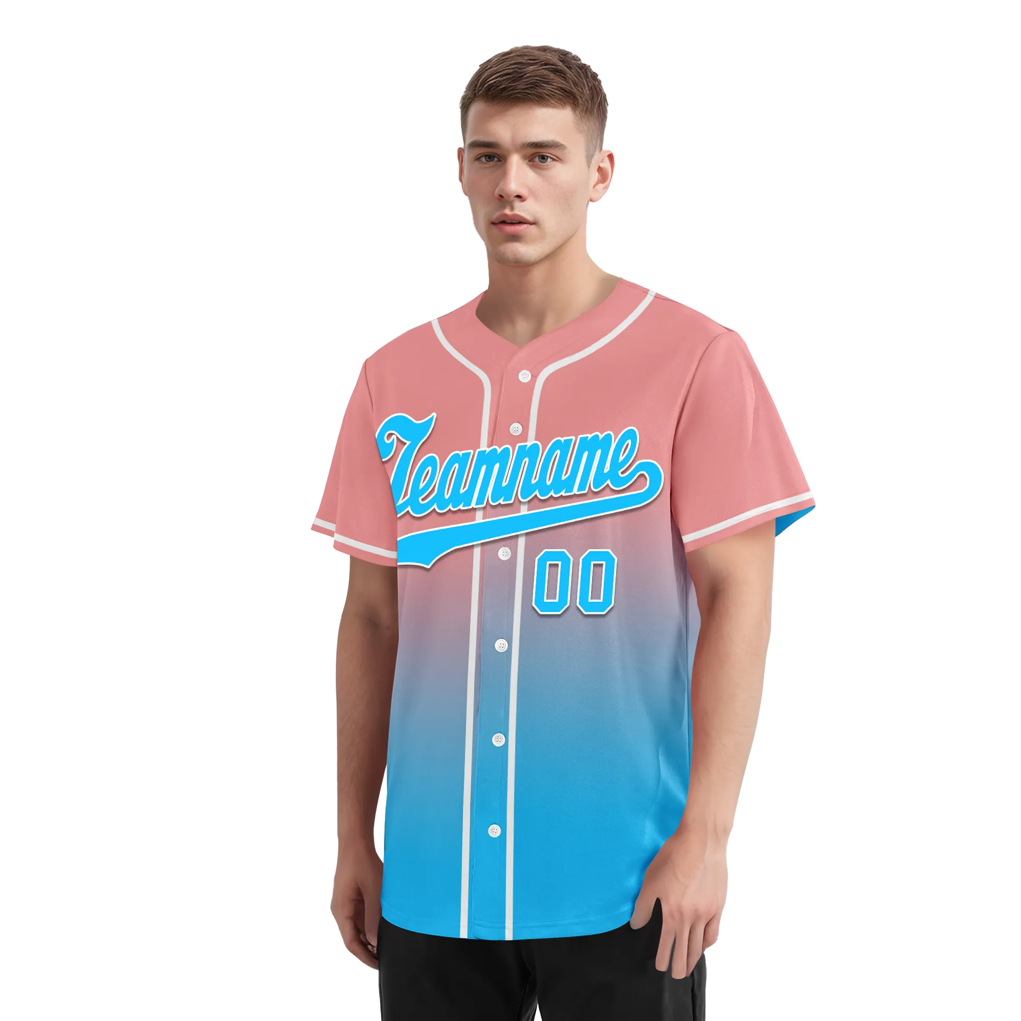 Custom Pink Blue Fade Fashion Personalized Authentic Baseball Jersey BSBJ01-D0a70f8