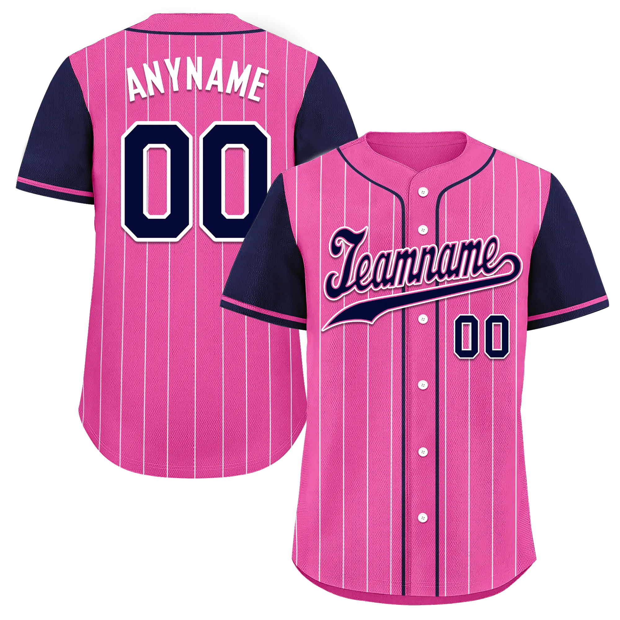 Custom Pink Blue Stripe Fashion Personalized Authentic Baseball Jersey BSBJ01-D017228