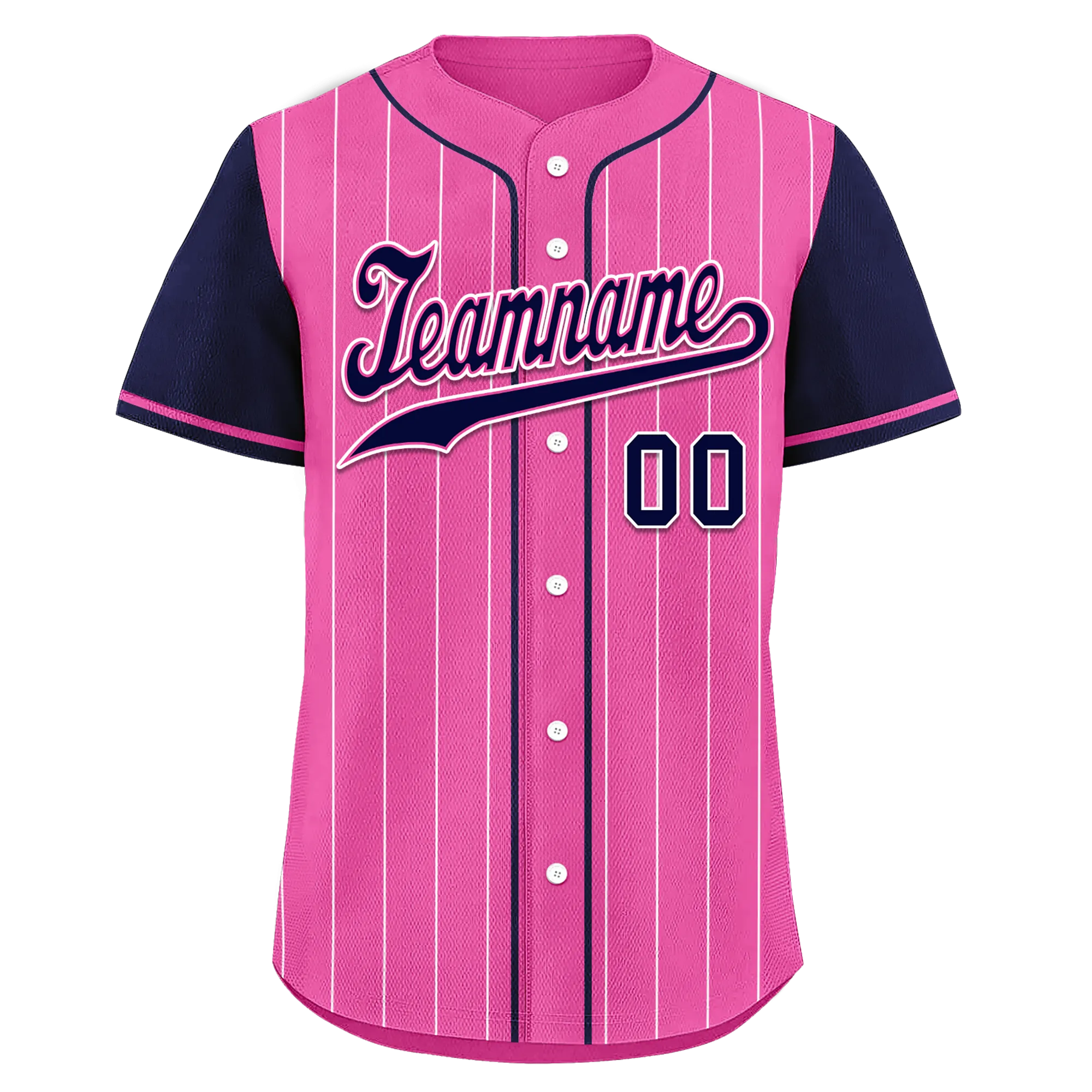 Custom Pink Blue Stripe Fashion Personalized Authentic Baseball Jersey BSBJ01-D017228