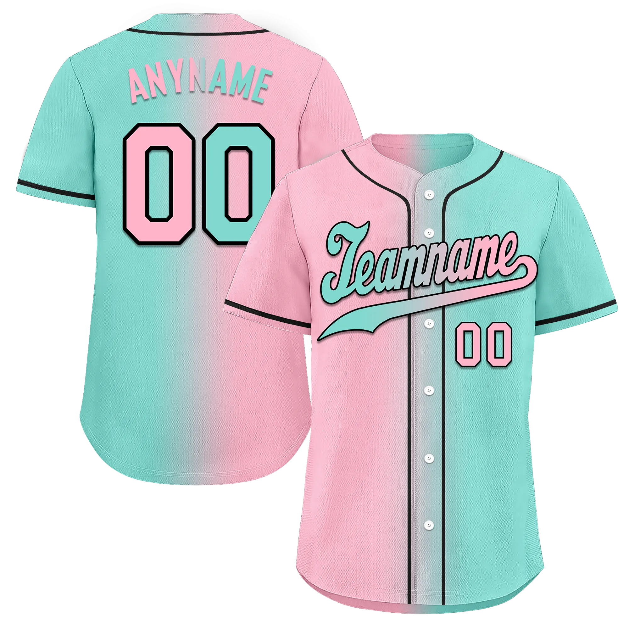 Custom Pink Cyan Gradient Fashion Personalized Authentic Baseball Jersey BSBJ01-D0a708b