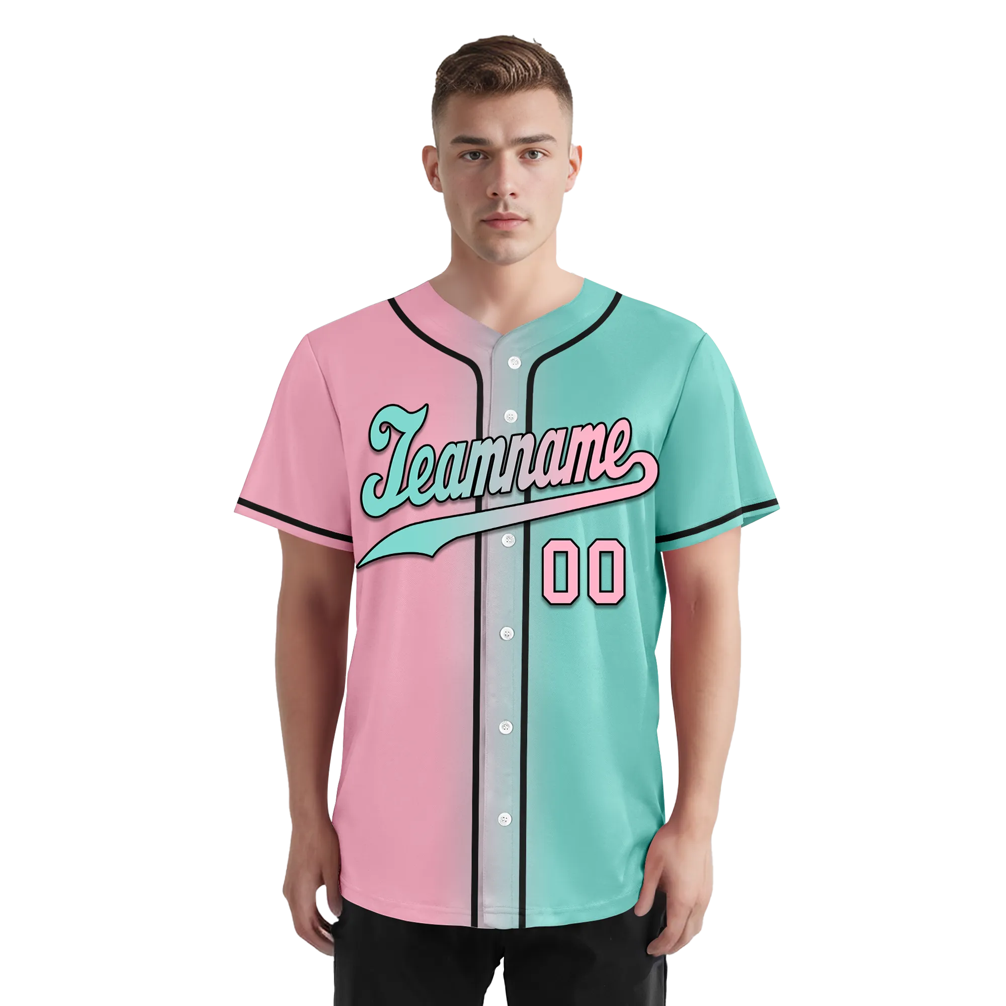 Custom Pink Cyan Gradient Fashion Personalized Authentic Baseball Jersey BSBJ01-D0a708b