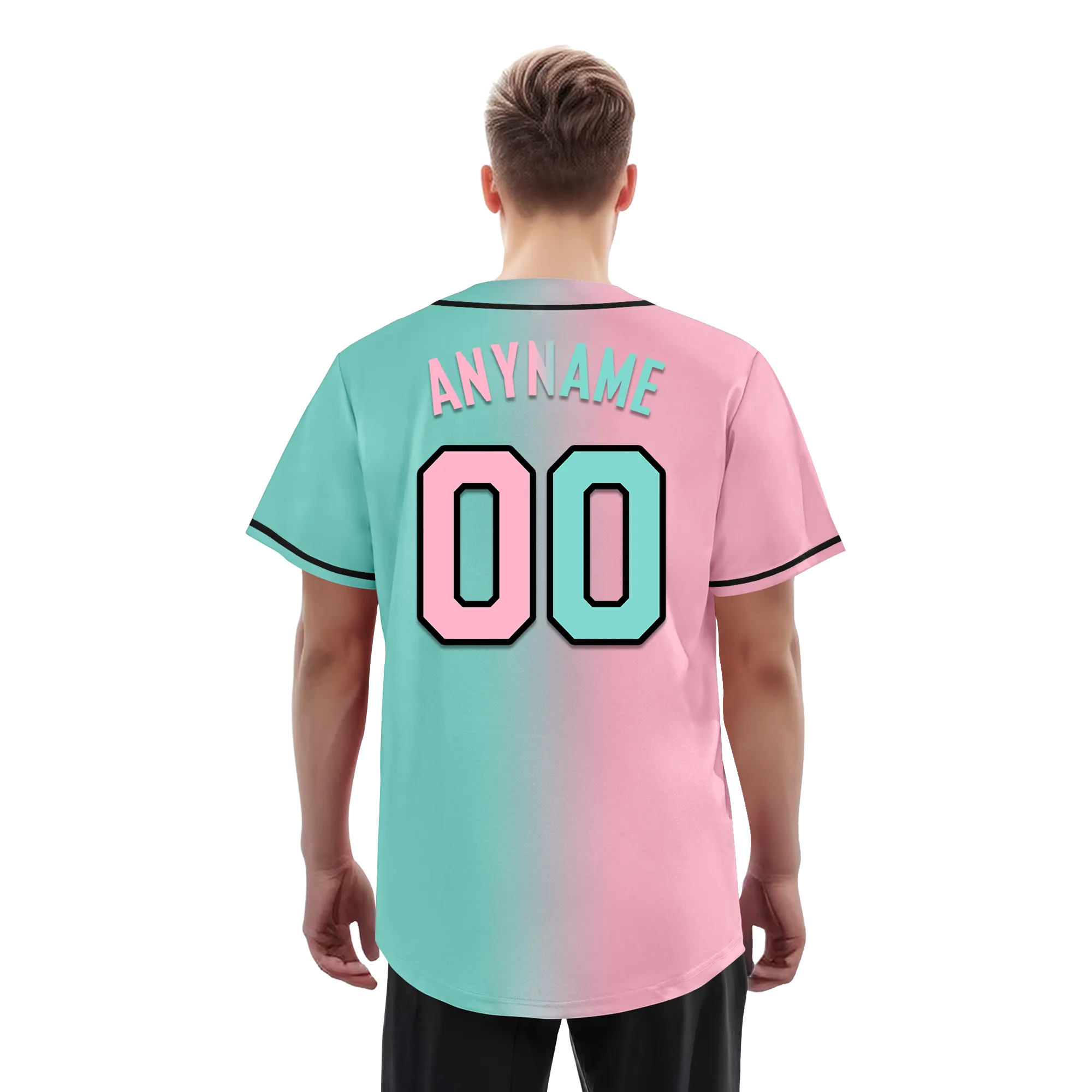 Custom Pink Cyan Gradient Fashion Personalized Authentic Baseball Jersey BSBJ01-D0a708b