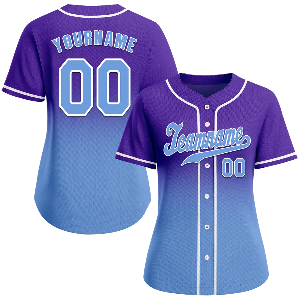 Custom Purple Aqua Fade Fashion Aqua Authentic Baseball Jersey