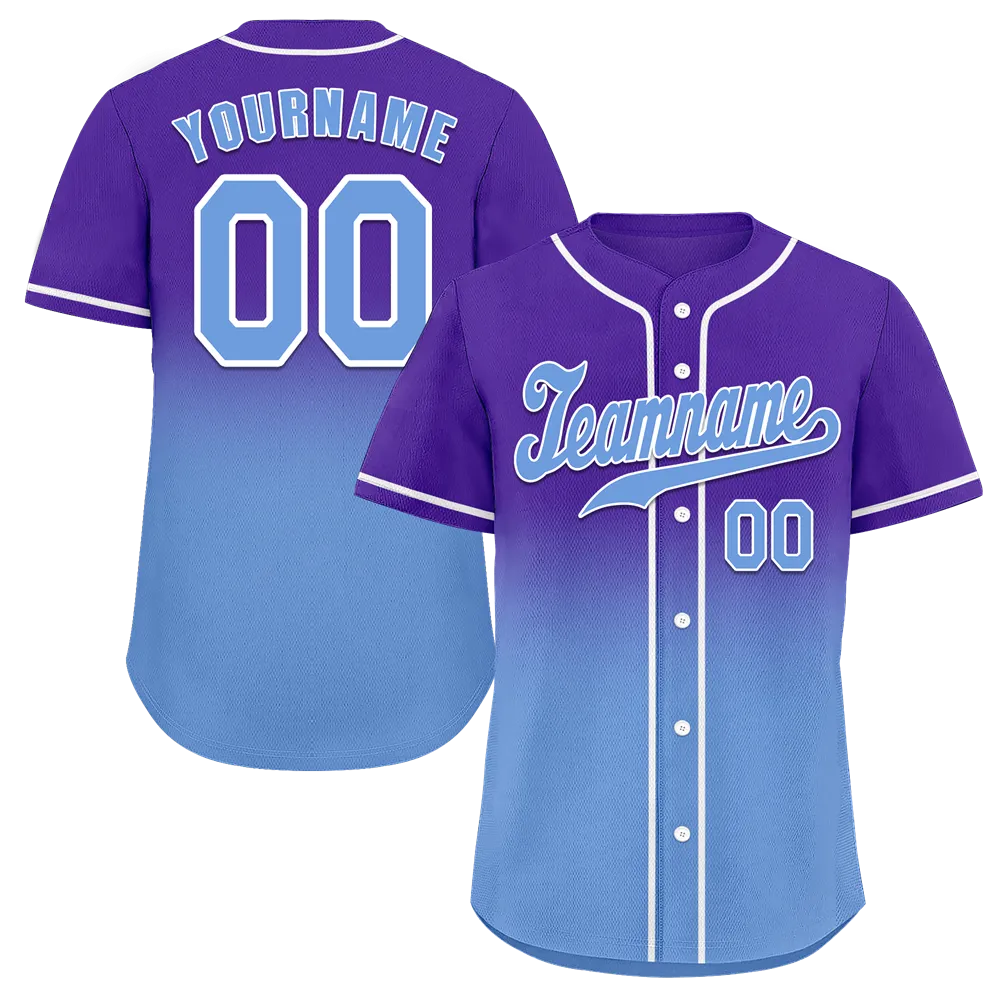 Custom Purple Aqua Fade Fashion Aqua Authentic Baseball Jersey
