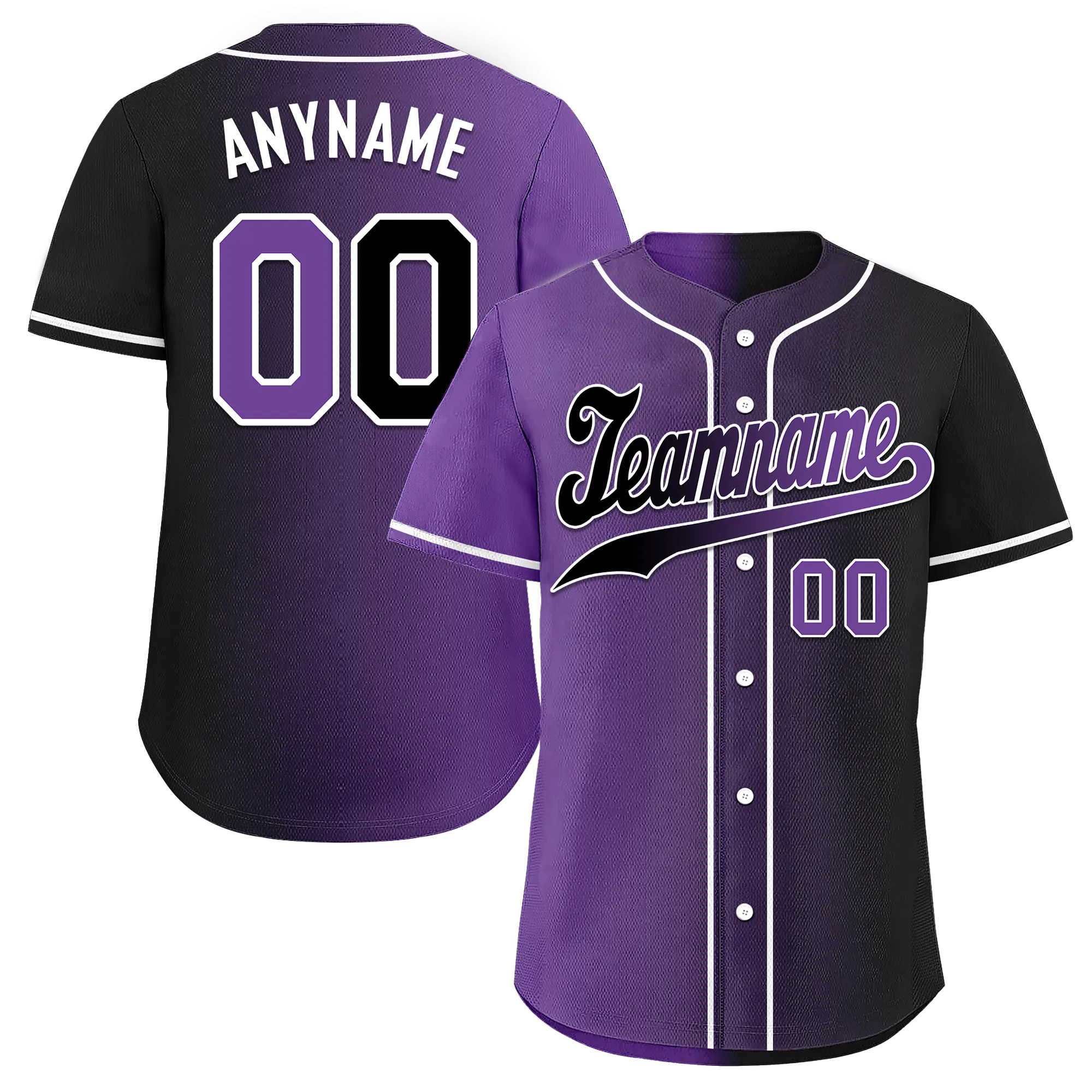 Custom Purple Black Gradient Fashion Personalized Authentic Baseball Jersey BSBJ01-D0a7090