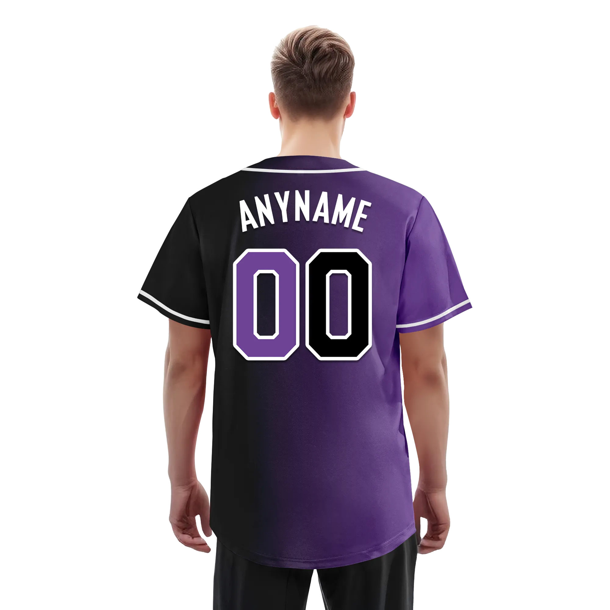 Custom Purple Black Gradient Fashion Personalized Authentic Baseball Jersey BSBJ01-D0a7090