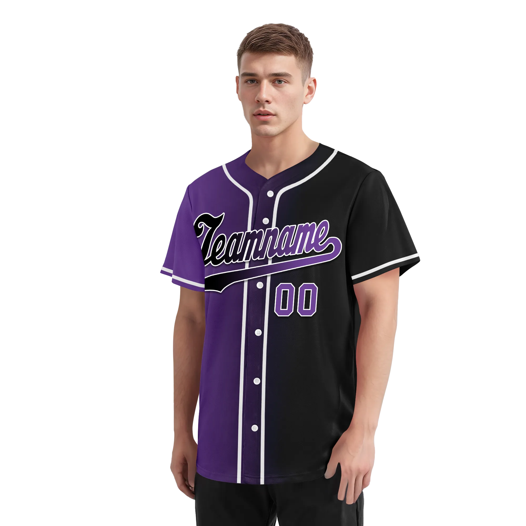 Custom Purple Black Gradient Fashion Personalized Authentic Baseball Jersey BSBJ01-D0a7090